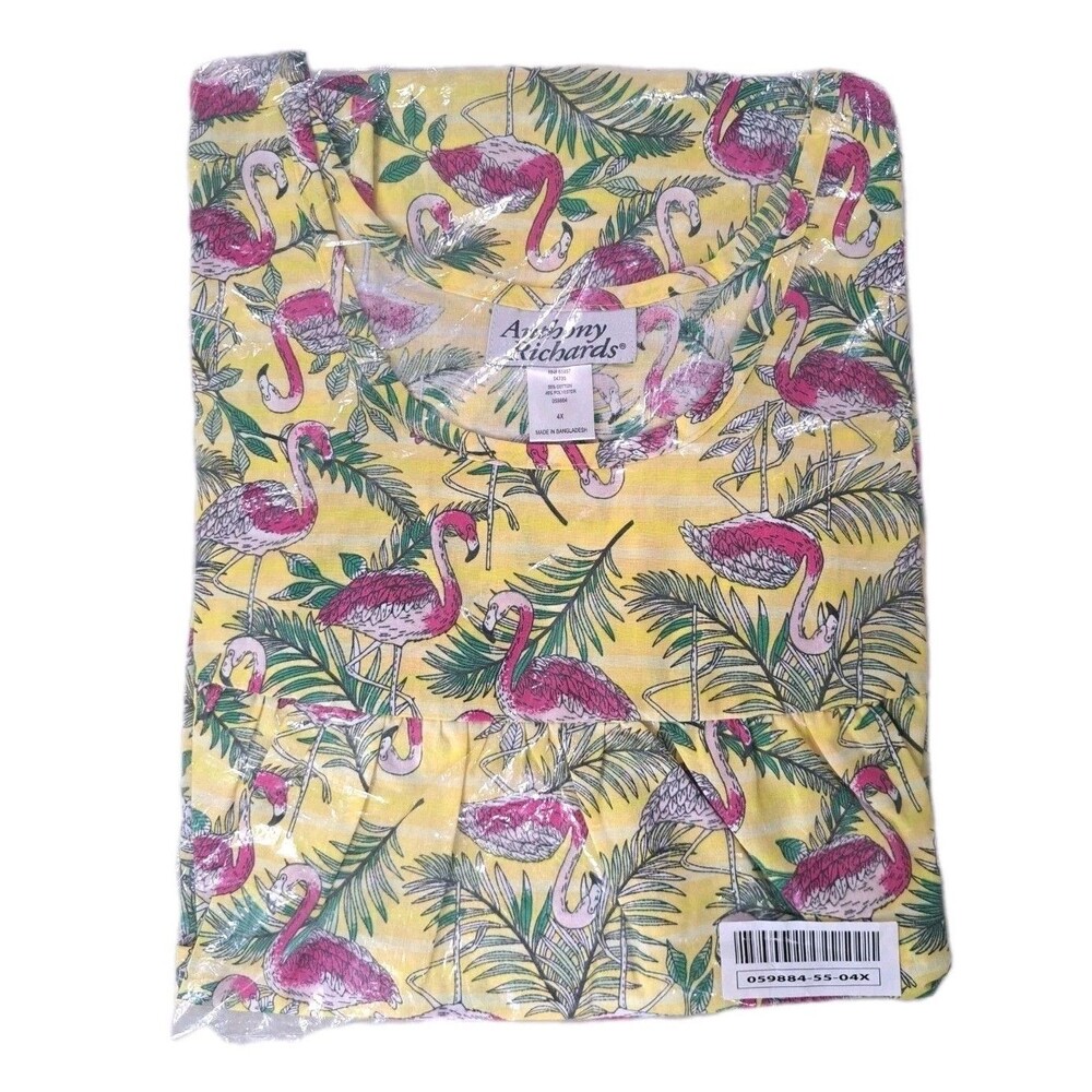 Anthony Richards VTG Pink Flamingo Hawaiian Luau Mumu Patio Dress Sleeveless 4X - Picture 8 of 9